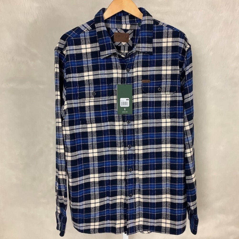 Orvis Men's Blue, Cream Plaid The Perfect Flannel Shirt NWT XL